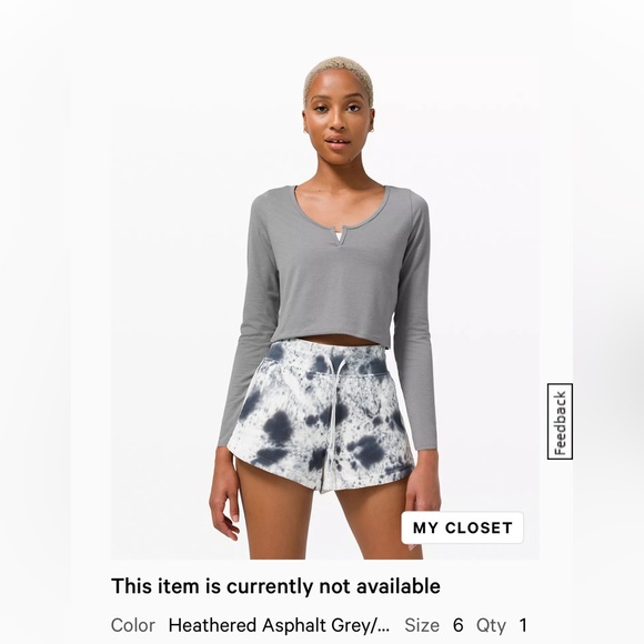 Lululemon cropped long sleeve Henley asphalt grey size 6 - Picture 1 of 4